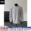 Camiseta interior de patchwork gris retro americana, camiseta de manga larga para hombre, peso pesado, corte regular holgado, capa base holgada