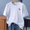 Nova Camiseta de Manga Curta 100% Algodão Primavera/Verão 2026 com Logo Bordado do Ano do Cavalo, Manga Curta Simples Unissex