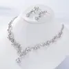 TL205 coreano nupcial strass zircão brincos colar de noiva jóias de casamento coroa cocar acessórios conjunto