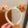 Aro para el cabello infantil Invierno Niña Galletas de felpa Diadema para no lavarse el cabello Presiones lindas antideslizantes para niña