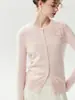 Cárdigan de cachemira 2026 otoño/invierno nuevo para mujer cuello redondo tres flores camisa base estilo lindo chaqueta de un solo botón