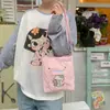 Mochila de Ombro Portátil de Pelúcia Gatinho Hello Kitty Coração de Menina Mochila Fofa de Rua Presente