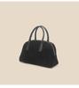 Bolsa de Bowling de Cuero Gamuzado Coreana de Nicho de Alta Gama Primavera/Verano 2026 Bolsa Boston Retro Simple Elegante para Mujer