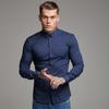 Camisa Fitness Masculina Musculosa Manga Longa Camisa de Treino para Corrida Slim Fit Alta Elasticidade Secagem Rápida Não Amassa Camisa Esportiva Masculina