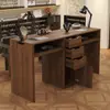 Banco de trabajo de manicura especializado retro engrosado de doble capa para salones de uñas, mesa de manicura multifuncional de almacenamiento para una o dos personas