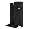 Calças de salto grosso Botas Cross-border Novas botas femininas de cano grande e bico fino com fivela de metal Botas médias longas pretas tamanho grande