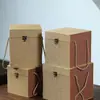 Caja de embalaje para taza de té Jianzhan caja de brocado de lino olla decorativa de arena púrpura con asa contenedor para bolígrafos caja de té china