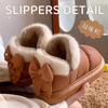Novas Pantufas Femininas de Inverno 2025 Cano Alto Solado Grosso Laço de Fita Pantufas de Algodão Botas de Neve Pantufas de Algodão Quentes Respiráveis com Forro de Fleece