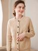 Nuevo cárdigan de cachemira pura para otoño e invierno, suéter holgado de cuello redondo para mujer, chaqueta de punto gruesa roja corta