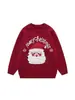 Suéter navideño de bloques de color rojo y verde con figura 3D de Santa Claus, suéter de punto para hombre de corte holgado con cuello redondo, estilo casual, atuendo para pareja, prenda exterior