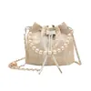 Nuevo Bolso Cubo Bordado Estilo Chino, Bolso Cruzado de Hombro Transfronterizo Estilo Sudeste Asiático, Bolso de Mano Estilo Chanel con Cadena de Perlas Estilo Nacional