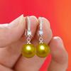 Elegantes Aretes de Perla de Concha Negra Gris Oscuro para Mujer, Aretes de Circonita de Perla de Imitación Roja Color Oro Plateado Plata 925