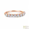 Anillo de plata pura S925 con moissanita completa, incrustación de semicírculo de nueve piezas, anillo de plata s925 para mujer, anillo cerrado