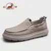 Zapatos casuales de cuero de vaca de primera capa para hombre, nuevos zapatos de tela transpirables para otoño e invierno, zapatillas deportivas antideslizantes de suela blanda de cuero genuino