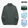 Camiseta Masculina de Manga Longa em Algodão Modal Gola Alta Cor Lisa Fina Antibacteriana Anti-Ácaro Camisa Camada Base Outono e Inverno