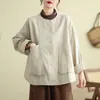 Fotos reales de blusas de mujer para primavera y otoño 2026, nuevos tops retro de algodón y lino para mujer, cárdigan exterior holgado y versátil