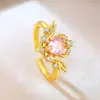 "Alas Divinas" Anillo Rosa de Corazón para Niña Hermosa, Estilo Ins Lujo Ligero Nicho Gama Alta Versátil