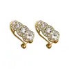 Brincos Retrô Elegantes Super Brilhantes com Pedras Inteiras Alto Padrão Estilo Coreano Brilho Leve Brincos de Nicho Brincos com Pino de Prata 925 Clipe de Orelha