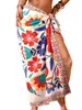 2026 Nuevo Traje de Baño Transparente para Mujer Sarong de Talla Única para Todos los Trajes de Baño Cubre-Traje Estampado Floral de Verano Gasa