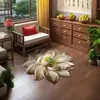 Alfombra de Dormitorio con Forma Especial de Loto Estéreo 3D Felpudo de Baño Terciopelo de Cristal Alfombrilla Absorbente Antideslizante para Lavabo de Baño
