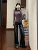Jeans American Retro Lavados de Tiro Bajo Microcampana para Mujer 2026 Otoño Nuevo Estilo Adelgazantes Favorecedores Pantalones de Campana Largos hasta el Suelo