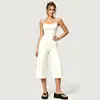 Conjunto de dos piezas para mujer, top sin mangas cruzado para yoga, pantalones anchos cropped de cintura alta, amigable con la piel, adecuado para fitness al aire libre