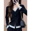 Camiseta de Manga Larga Falsa de Dos Piezas Cosida para Mujer de Tallas Grandes, Camiseta Básica Adelgazante y Favorecedora para Mujeres con Curvas 120 kg