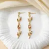 Pendientes de Hoja y Pétalo Estilo Europeo y Americano Más Vendidos Transfronterizos, Pendientes de Lujo Ligero de Hoja y Tulipán de Moda al por Mayor