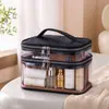 Bolsa de Maquiagem Transparente à Prova d'Água de Camada Dupla para Mulheres, Modelo Novo 2026, Bolsa de Armazenamento Portátil de Grande Capacidade, Necessaire para Viagem de Negócios