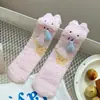 Calcetines Corea del Sur para Mujer Invierno Gruesos Cálidos Vellón Coral Calcetines de Media Caña Dibujos Animados Lindo Caracol Calcetines Suaves para Dormir Mujer