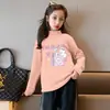 Y2372# cuhk meninos e meninas roupas infantis Coringa camiseta de manga comprida roupas infantis casaco de outono de veludo Coringa camiseta moda
