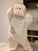 Pijama de una pieza Peces Feos para Mujer, Felpa de Coral Engrosada Otoño e Invierno Dibujos Animados Lindo Pez Boca Grande Peculiar Ropa de Dormir Ropa para el Hogar