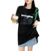 Camiseta blanca holgada de manga corta con estampado de letras estilo Harajuku para mujer, nueva moda de verano 2022, estilo coreano, top de longitud media