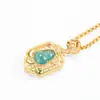 Jade azul natural, calabaza de agua, cobre chapado en oro, incrustaciones, colgante de jade hielo, collar con colgante de jade, colgante para mujer, venta al por mayor