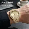 Reloj de Pulsera para Hombre con Esfera Redonda de Pedrería, Cuarzo, Aleación con Pedrería Incrustada, Calendario, Números Romanos, Correa de Acero, Reloj de Pulsera, Suministro Exclusivo Transfronterizo