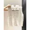 Colete de tricô macio, felpudo, com gola alta e fecho de botões, um suéter estiloso e de caimento solto para mulheres, perfeito para o outono e inverno, com design de tricô circular