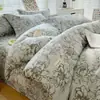 Juego de cuatro piezas de tela de algodón gruesa original engrosada para dormitorio de estudiante, juego de tres piezas de sábana bajera y funda de edredón, universal para todas las estaciones, juego de cuatro piezas de sábana bajera