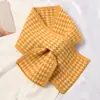 Bufanda Pequeña de Cuadros Príncipe de Gales para Mujer Otoño e Invierno Estilo Coreano Versátil ins Moderna Cálida Protector de Cuello Bufanda de Punto para Cuello