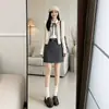 Falda lápiz de lana para mujer, nuevo estilo otoño/invierno, con cinturón, talla grande, línea A, cintura alta, adelgazante, a la moda, estilo coreano, falda corta elegante
