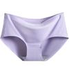 Roupa Íntima de Seda Gelada Sem Costura para Transmissão ao Vivo Feminina Levanta Bumbum Roupa Íntima Feminina Cintura Média Tamanho Plus Cor Sólida Peça Única