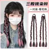 Peluca Cola de Caballo Doble Manchada Perezosa Suave Trenza de Tres Hebras Estilo Coreano Famosa de Internet Cabello de Imitación de Cuerpo Completo Trenza de Spice Girl