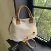 Bolsa de Lona Bordada Suave Estilo Coreano Tono Cálido Caramelo, Estilo Artístico, Bolso de Mano Versátil de Verano para Chicas Universitarias