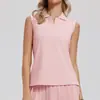 Camiseta de Tenis de Nuevo Estilo Transfronteriza para Mujer con Cuello y Sin Mangas Camisa Polo de Golf Traje Deportivo de Running para Exteriores de Secado Rápido