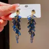 Pendientes de Borla de Cristal de Resina Incrustados de Diamantes con Forma de Rombo Lujo Accesible Ganchos de Oreja de Gama Alta Moda Personalizable Pendientes Versátiles para Mujer