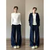 Conjunto deportivo casual de principios de otoño para mujer, chaqueta sudadera azul marino, conjunto de atuendo intelectual discreto estilo coreano de principios de otoño