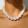 Colar com Pingente de Contas Coloridas a Laser Yongge Jewelry Estilo Europeu e Americano Colorido Bloqueio de Cores Joias de Contas de Vidro