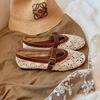 Versão em Pele de Ovelha~ Sapatos Mary Jane Versáteis com Tiras Baixas, Crochê Patchwork Romântico Vazado para Mulheres 2026 Novo Estilo de Verão