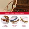 Pulsera tejida a mano estilo chino con nudo de flor de durazno, producto semiacabado con colgante de cuenta de transferencia dorada ponible, pulsera de cuerda tejida a mano, regalo