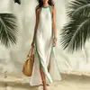 Vestido Casual de Mujer sin Mangas Estilo Europeo y Americano con Rayas, Exportación a Amazon, Vacaciones, Sitio Independiente Transfronterizo 2026, Diseño con Abertura