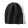 Gorro de cachemira con pliegues 2026 Otoño/Invierno Nuevo para Mujer de Alta Gama Color Sólido Cálido para Exteriores Moda Casual Gorro de Punto